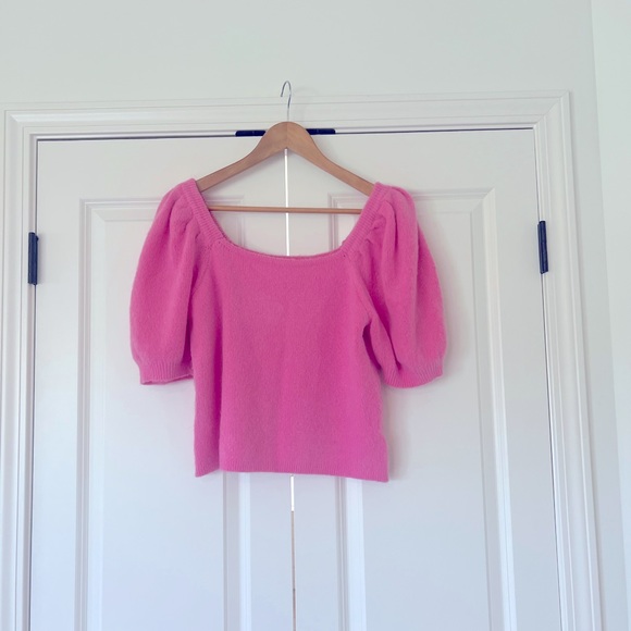 English Factory Sweaters - Short sleeved puffy sleeved sweater- English Factory